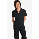 ZIP/FRONT LADIES WORK TOP WITH 2 PATCH POCKETS/NOIR XL 202T-N-XL