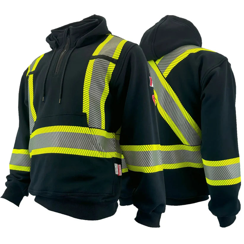 CHANDAIL A CAPUCHON ATLAS GUARDIAN NOIR HI-VIZ ZIP 1/4 4014BLK