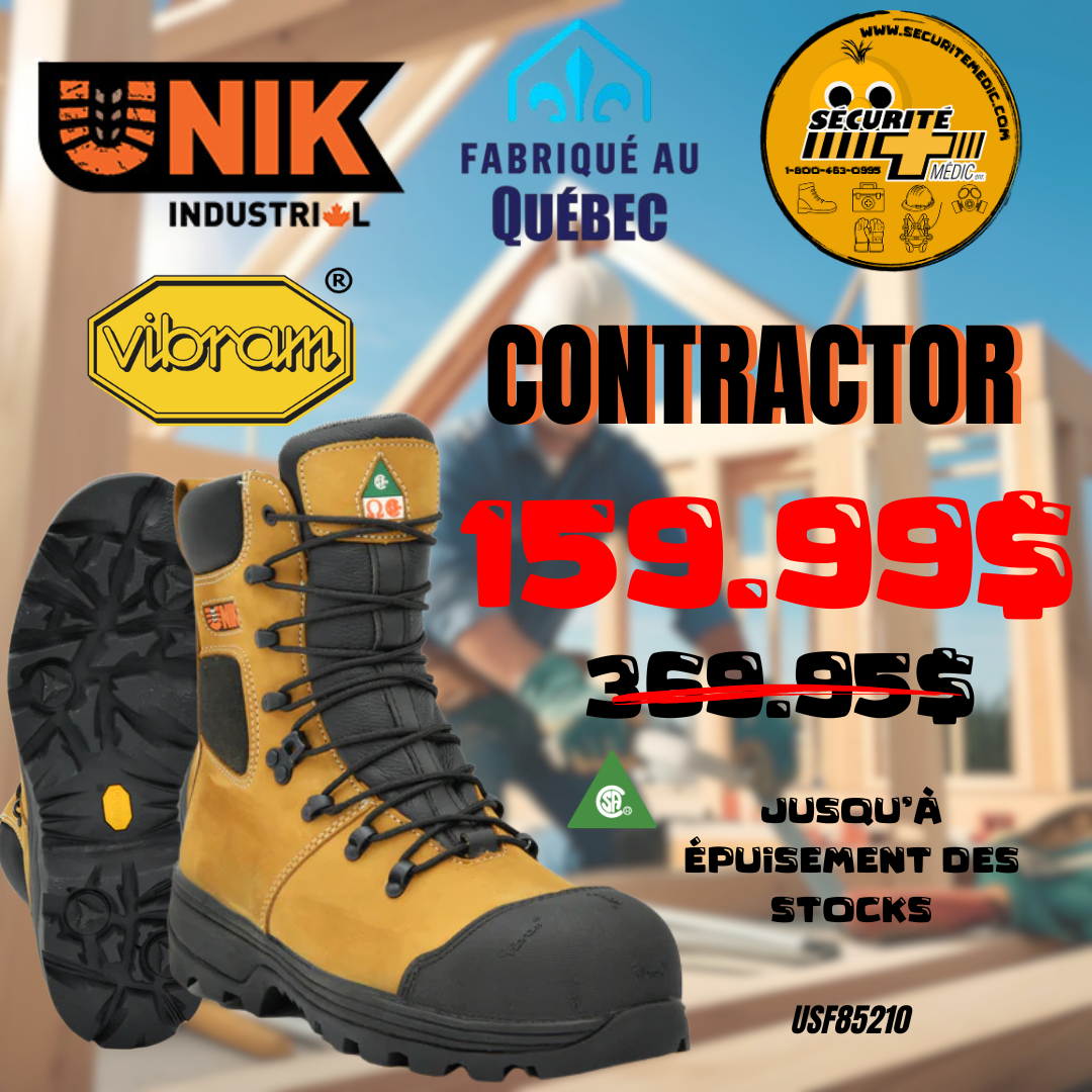 BOTTE UNIK CONTRACTOR VIBRAM GRIP EN CUIR TAN USF85210
