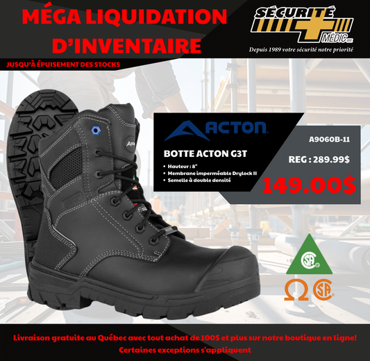 BOTTE ACTON G3T CUIR NOIR 8" WP   A9060B-11