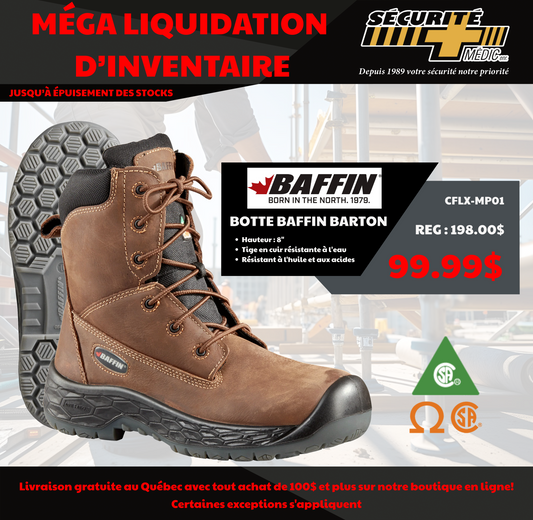 Botte Baffin Barton CSA brune a cap d'acier - CFLX-MP01