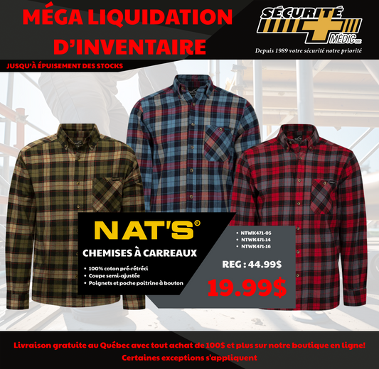 CHEMISE NATS EN FLANELLE BLEU GR:XL