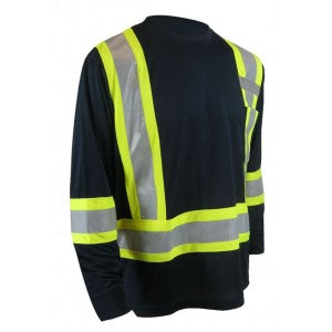CHANDAIL NOIR M/L AVEC B/REFL 10-665R-N-