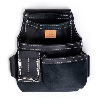 Sac à outils et à clous en cuir noir, 3 poches avec accessoires complets - DM-353-CN