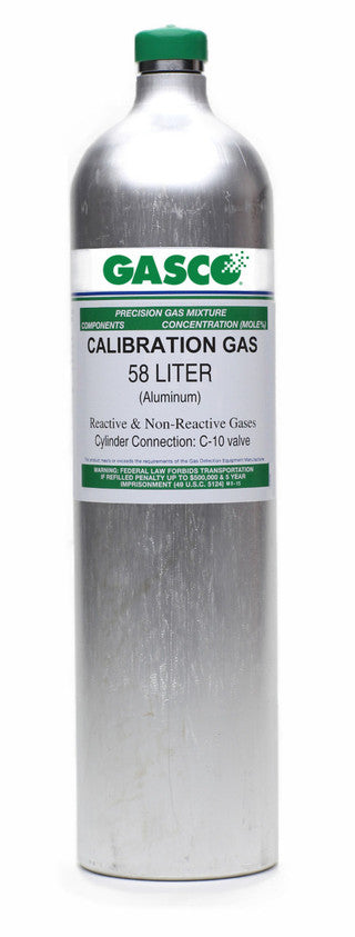 GAS DE CALIBRATION 58 LITRES 50% LEL 100PPM CO 25PPMH2S,18%