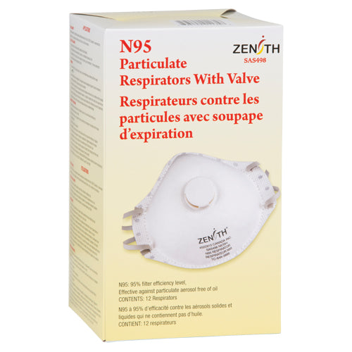 ZENITH N95 DUST MASK WITH VALVE 12/BOX SAS498