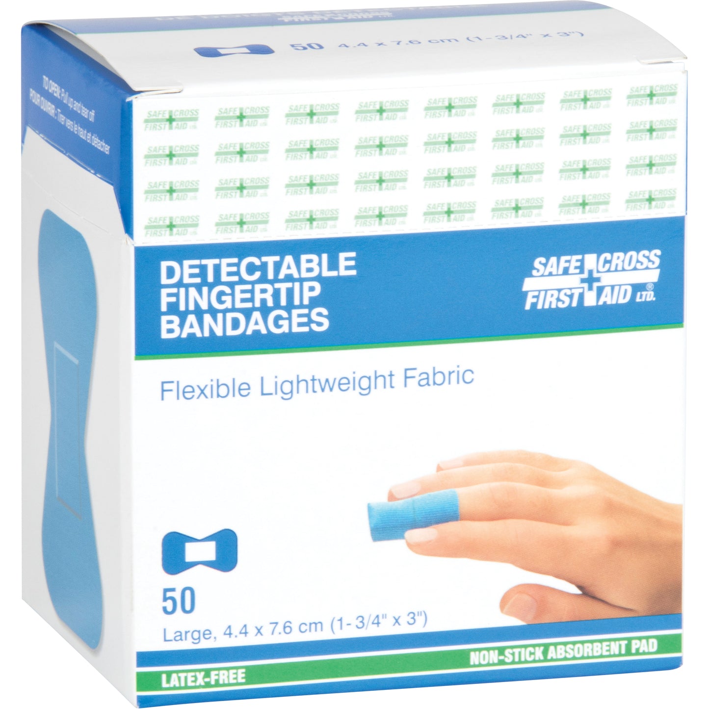 PLASTEURS TISSU BOUT DE DOIGT DÉTECTABLE 1-3/4''X3'' 50/BTE