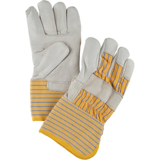 Abrasion-Resistant Winter Lined Fitters Glove, Large, Grain Cowhide Palm, Cotton Fleece Lining - SEF236