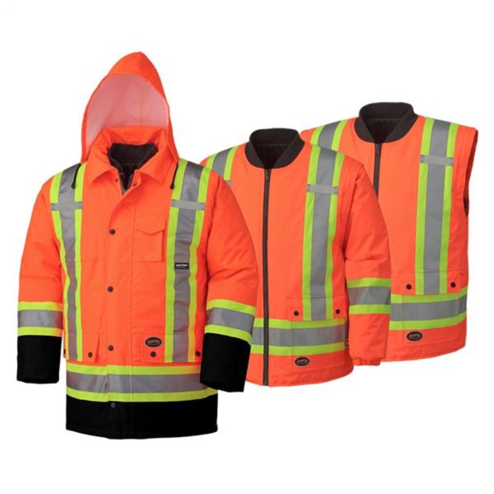 MANTEAU HI-VIZ 7 EN 1 PIONEER ORANGE IMPERMÉABLE 300D V1120150