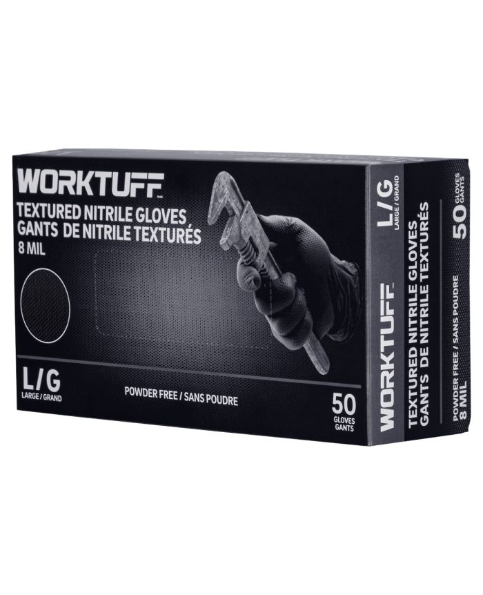 BLACK TEXTURED NITRILE GLOVE 8 MIL POWDER FREE 50/ BOX - 792458D