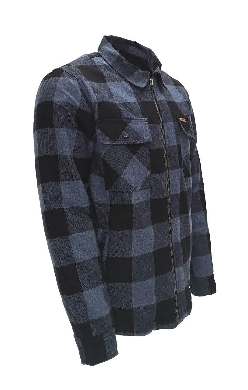 Veste pour homme en flanelle doublée en sherpa avec fermeture éclair TK-1783