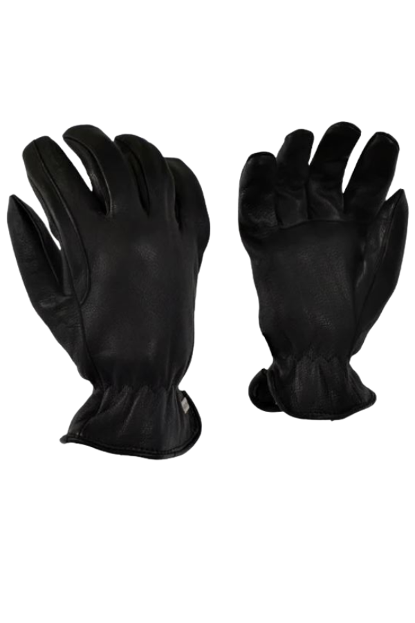 GANT CUIR CHEVREUIL DOUBLÉ POLAR NOIR 67-1003-N-B