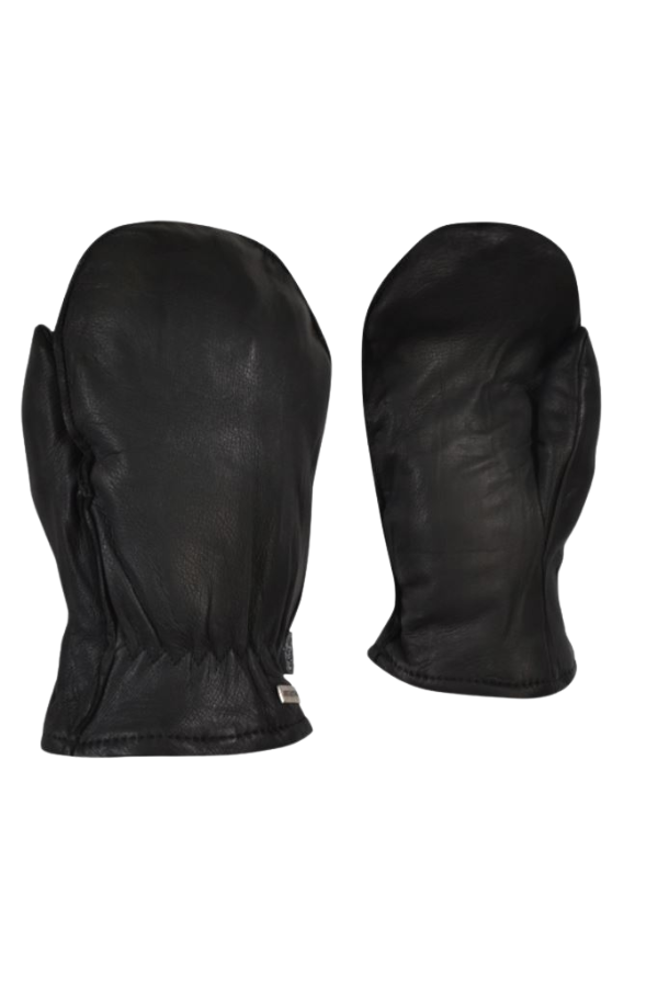 MEN'S BLACK DEER LEATHER MITT LINED 67-808-DS