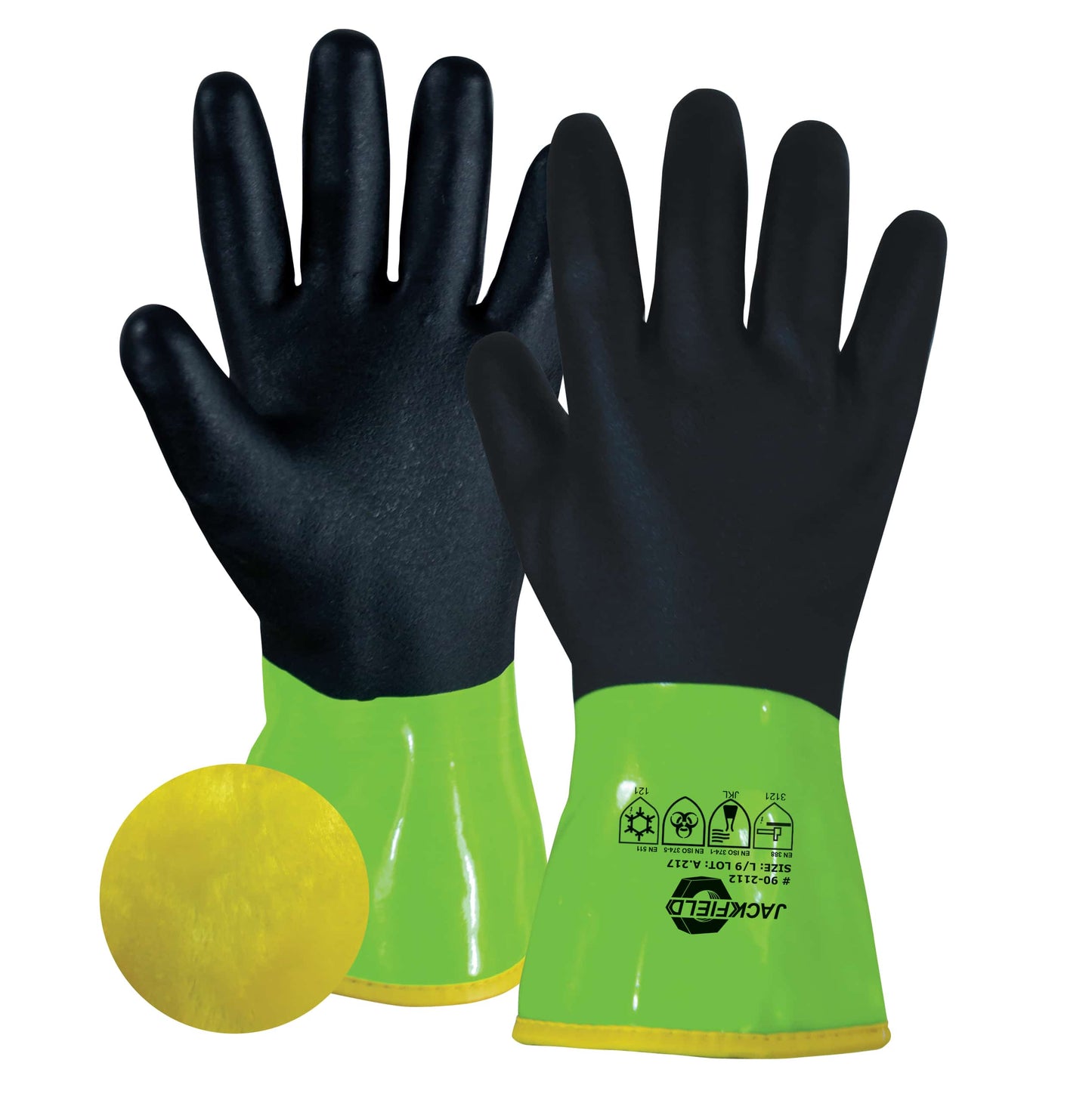 JACKFIELD INSULATED PVC/NITRILE GLOVE LIME & BLACK 12'' 90-2112