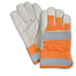 PREMIUM HI-VISIBILITY ADJUSTER GLOVES IN COW GRAIN LEATHER LINED SED428 - SEK237