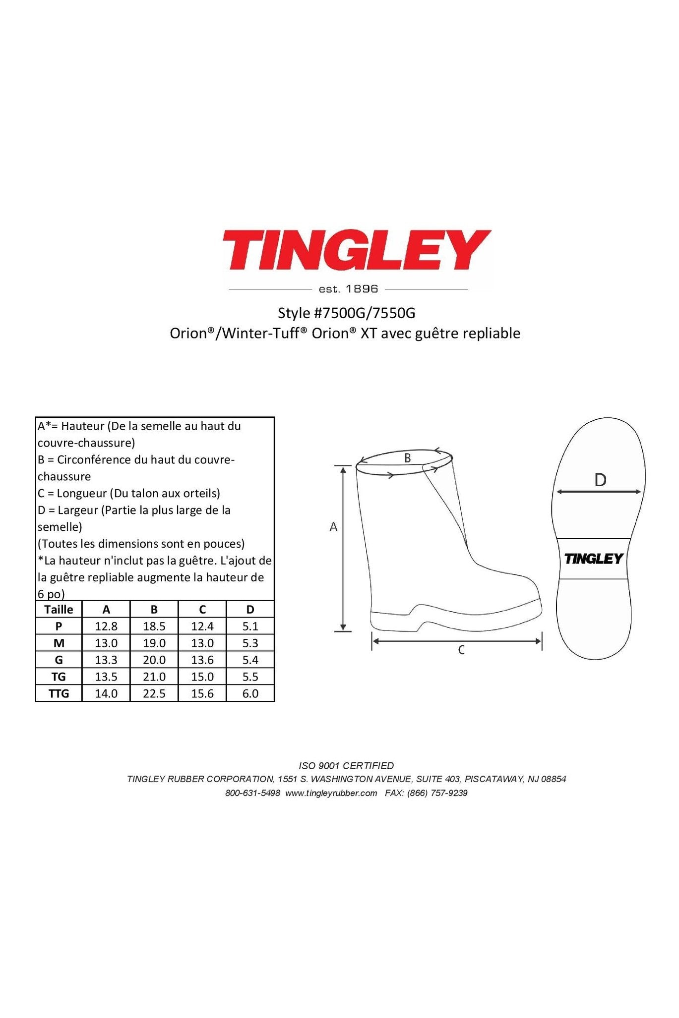 Couvre-bottes d'hiver Orion avec guêtre 7500G