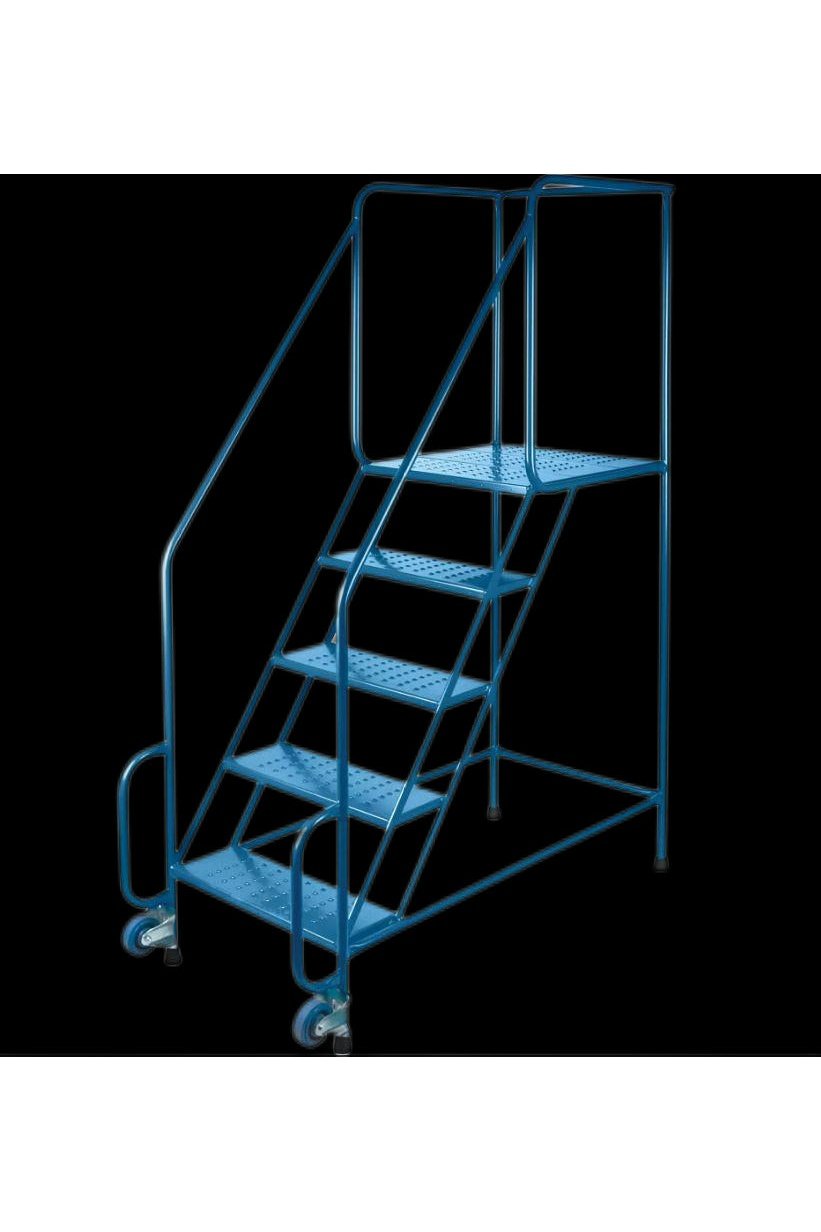 Échelles Tilt-N-Roll, Acier, 5 marches, Largeur 22", 24" p x 47" h marche palière MD605