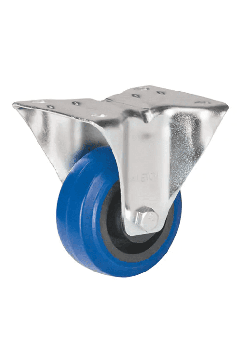 Roulette bleue, Fixe, 3" (76 mm), Caoutchouc, 285 lb MO512