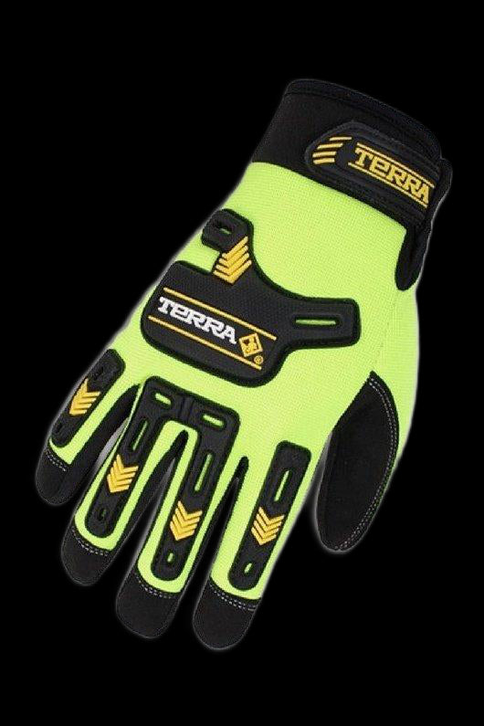 Gants mécaniques Hi-VIS en cuir synthétique TERRA 78914TR
