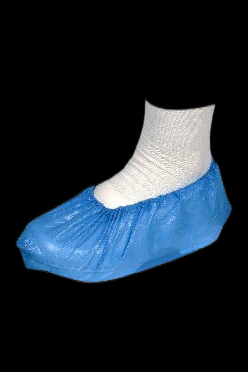 Couvre chaussure bleu en plastique jetable 018-285