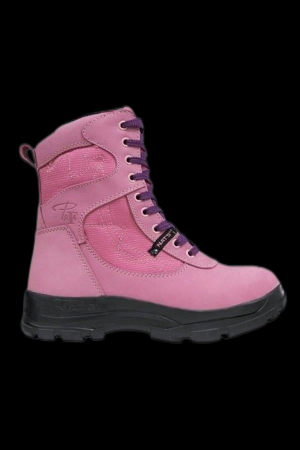 "Botte de travail lacée 8"" rose PILOTE & FILLES PF688"