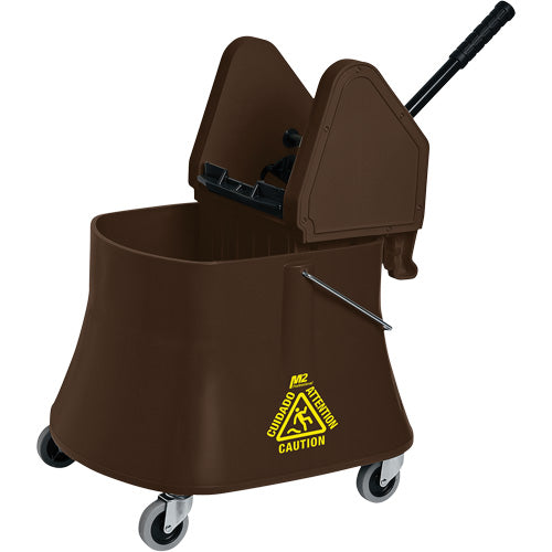 Ensemble de seau pour vadrouille et essoreuse ChampMC, Pression vers le bas, 10 gal. US (40 pintes), Brun JL794