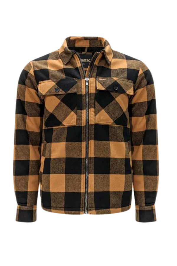 Veste pour homme en flanelle doublée en sherpa avec fermeture éclair TK-1783