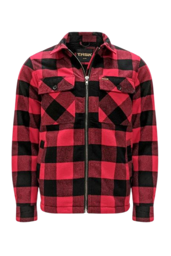 Veste pour homme en flanelle doublée en sherpa avec fermeture éclair TK-1783