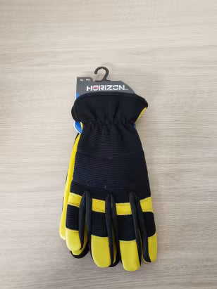 GANTS HYBRIDES EN CUIR DE CHÈVRE NOIR/JAUNE    78-1125-
