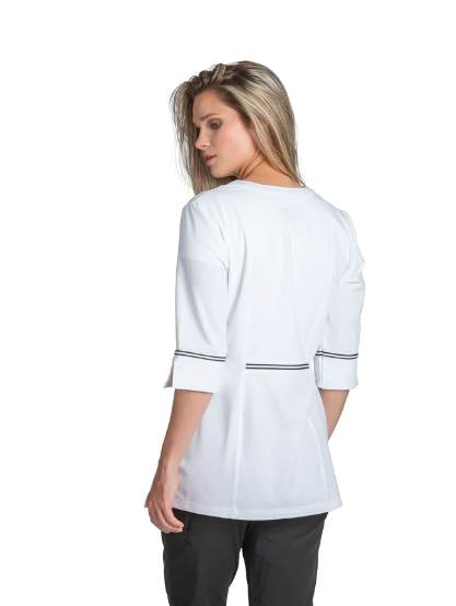 White Cross Smock with Two-Way Zipper for Women #2814