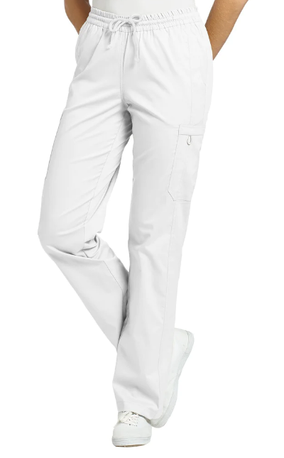 White Cross Allure uniform pants elastic waist and cargo pockets unisex #308