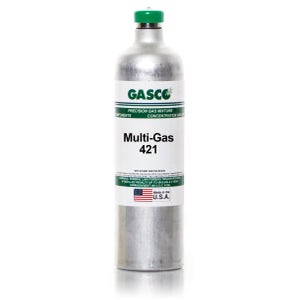 BOUTEILLE 5 GAZ,TEST D'ÉTALONNAGE,CH4, O2, H2S, CO, CO2, 34L - 34L-421-CO2