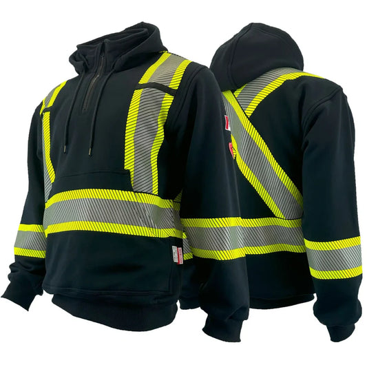 CHANDAIL A CAPUCHON ATLAS GUARDIAN NOIR HI-VIZ ZIP 1/4   4014BLK