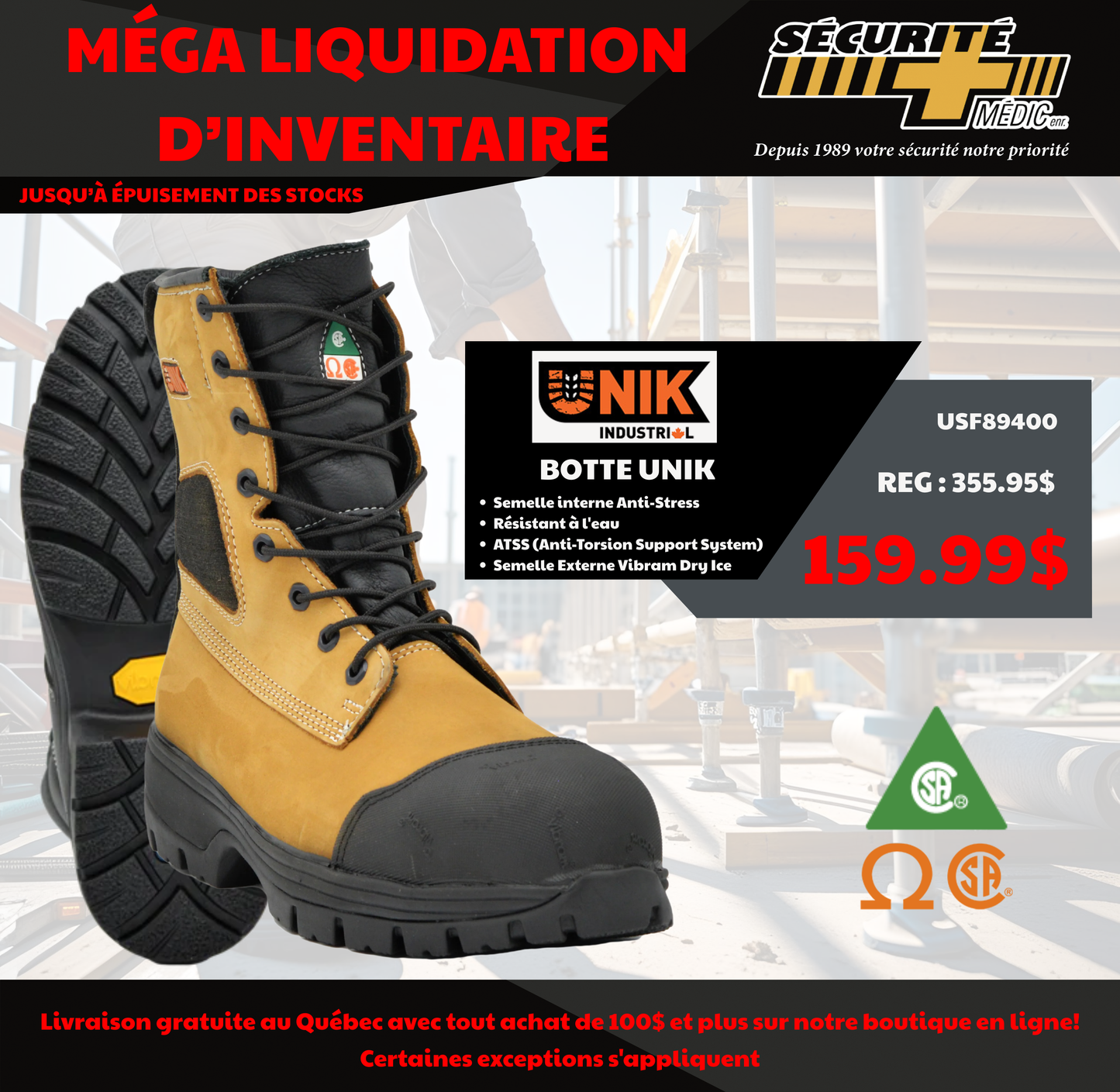 UNIK TAN WORK BOOT USF89400
