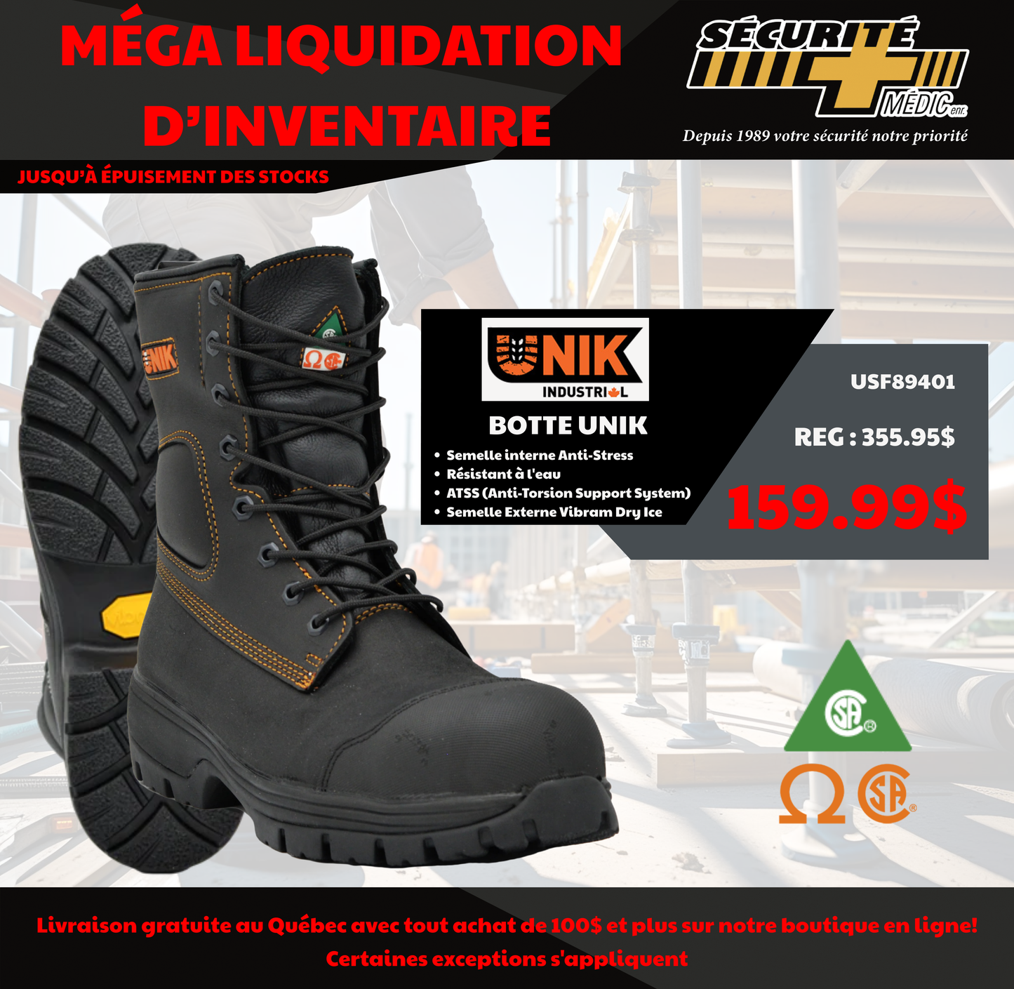 UNIK BLACK WORK BOOT USF89401
