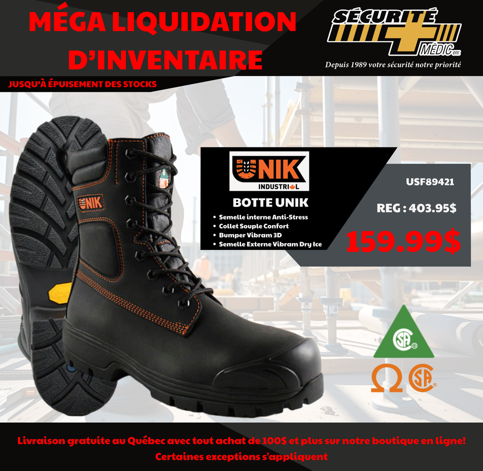 BOTTE DE TRAVAIL UNIK IMPERMEABLE NOIR USF89421 – Sécurité Médic