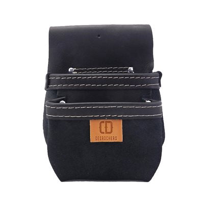 Black leather studded bag, 2 small pockets - DM-347A