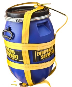 BARIL BLEU AVEC ÉLINGUE DE LEVAGE CAP. 350 LBS     KIT-BARIL