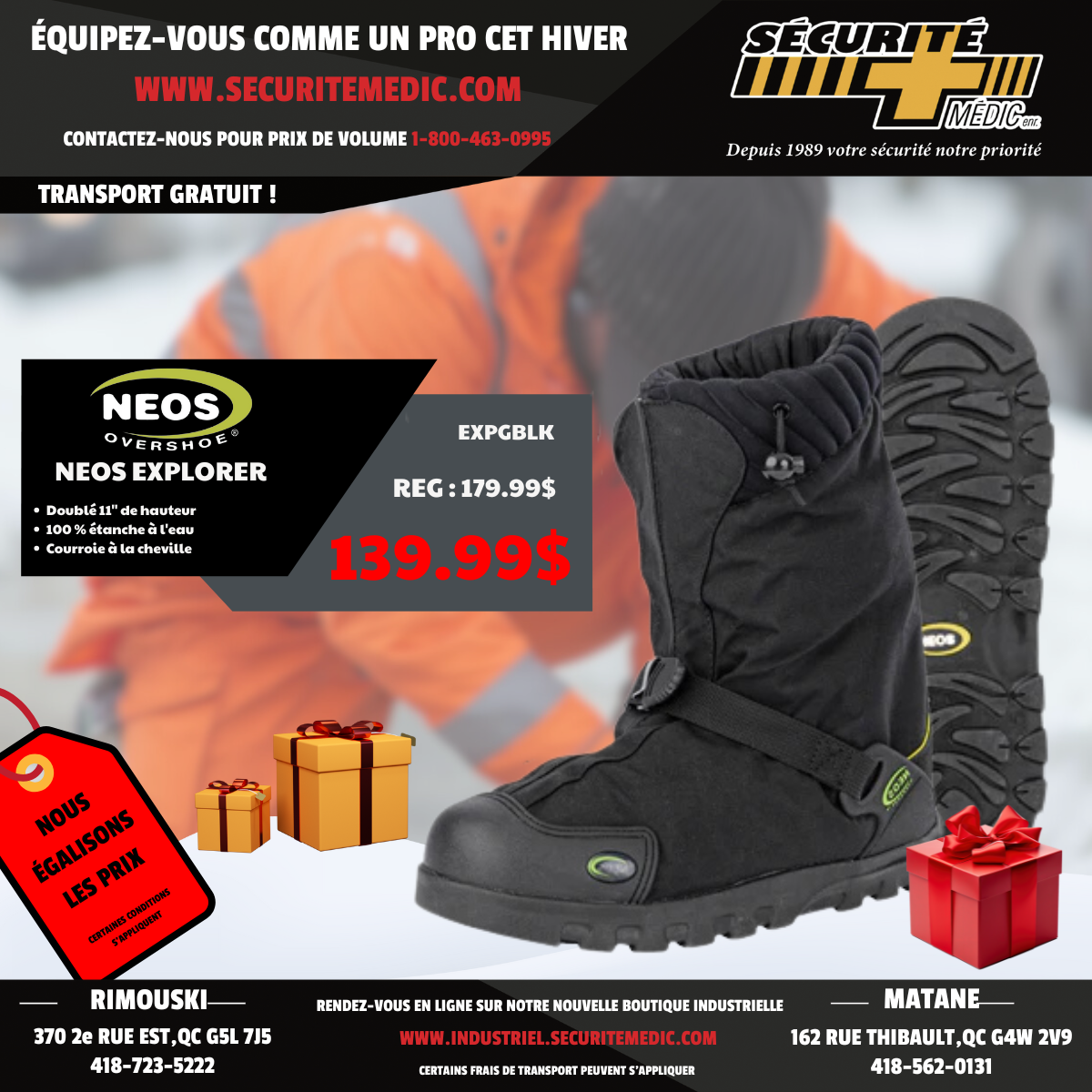 Couvre-chaussure NEOS doublé EXPLORER EXPGBLK