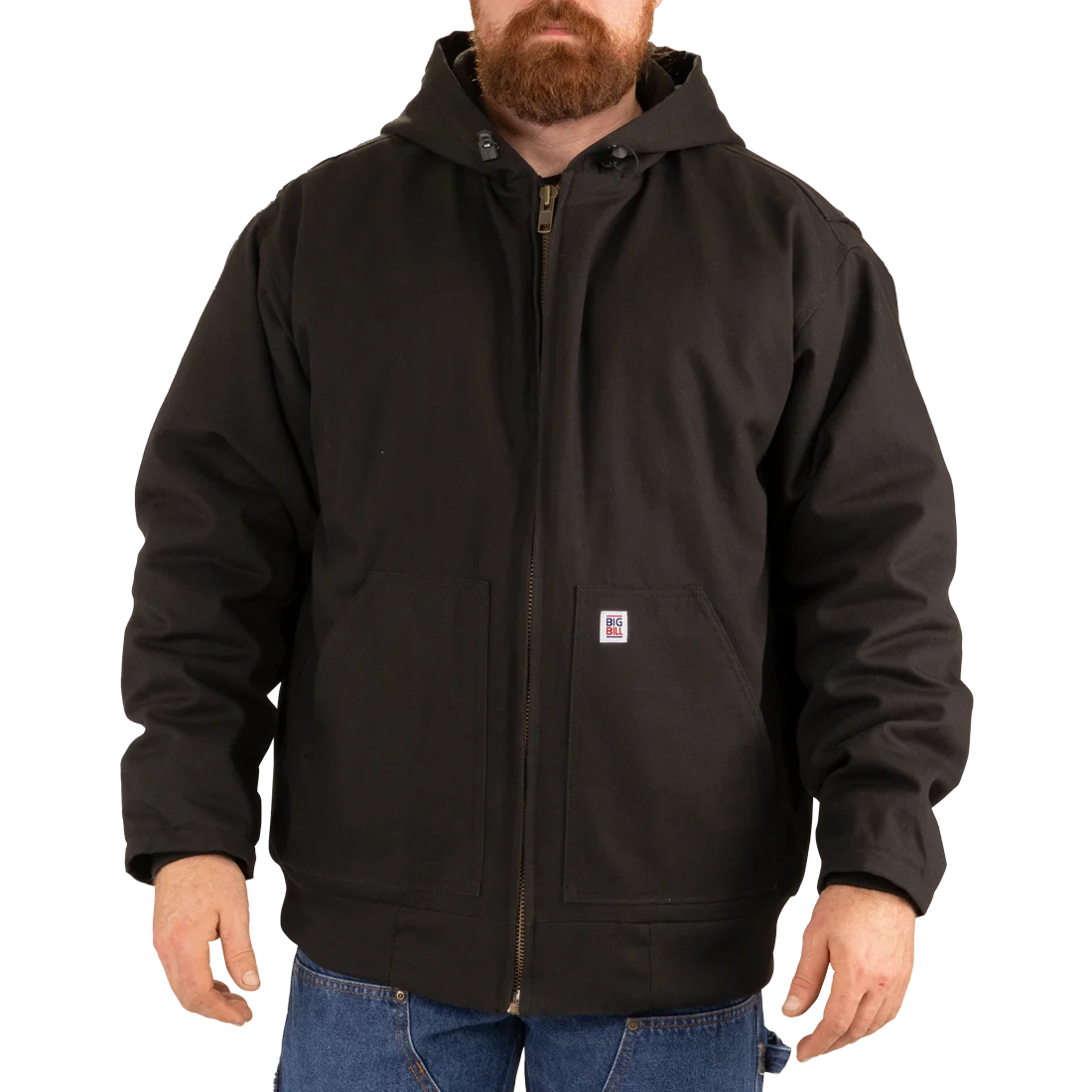 MANTEAU BIG BILL EN DUCK AVEC CAPUCHE NOIR    CD4704-BLK