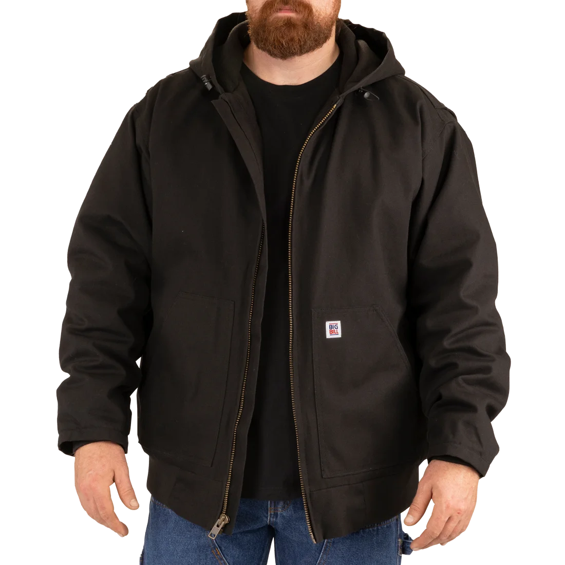 MANTEAU BIG BILL EN DUCK AVEC CAPUCHE NOIR    CD4704-BLK