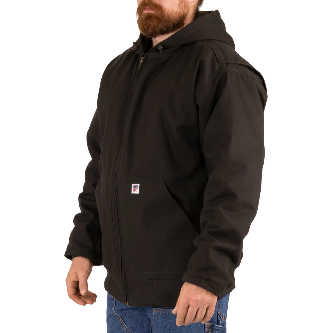MANTEAU BIG BILL EN DUCK AVEC CAPUCHE NOIR    CD4704-BLK
