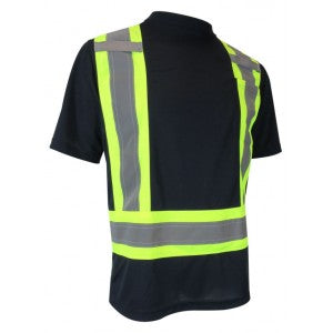 T-SHIRT NOIR B/RFL M/C    10-662R-N-