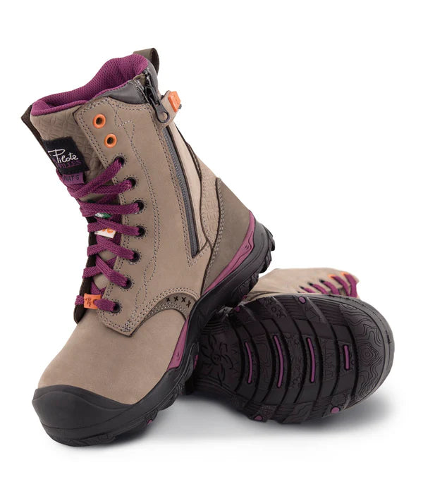 Botte de travail femme Pilotée et Filles PF648 8 po — Imperméable | Fermeture latérale | Embout composite CSA