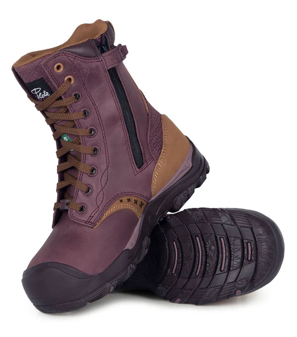 Botte de travail femme Pilotée et Filles PF648 8 po — Imperméable | Fermeture latérale | Embout composite CSA
