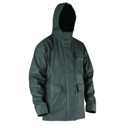 MANTEAU DE PLUIE HUGO STRONG SEMI -PU GAMME PRO  ORAGE-KAKI