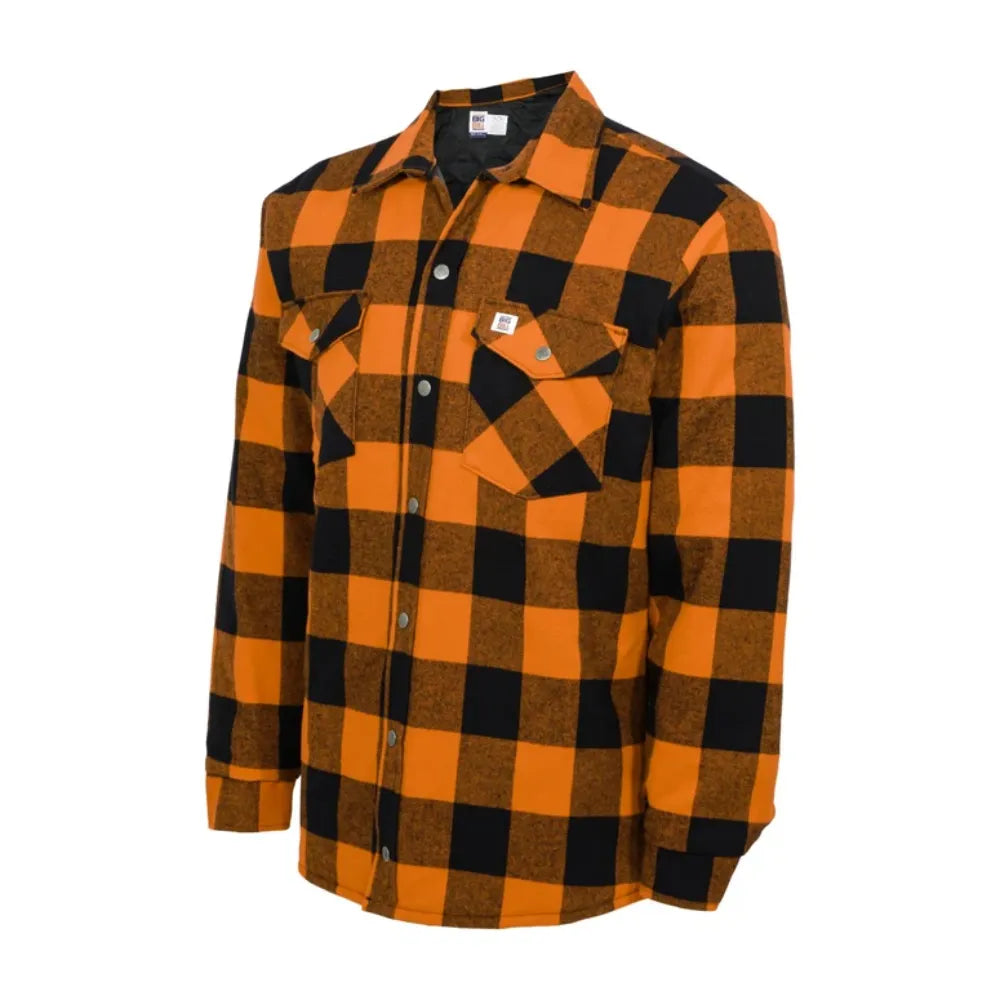 CHEMISE BIG BILL FLANELLE MATELASSÉ ORANGE ET NOIR   223Q-386
