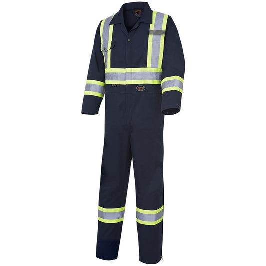 COVERALL PIONEER HI-VIZ BLUE POLY/COTTON WITH ZIP BOOT - V2020680 