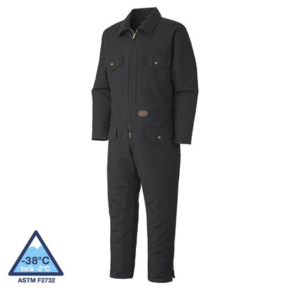 BLACK PIONEER COVERALL IN QUILTED COTTON CANVAS - V206017A