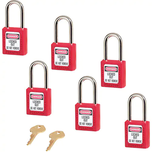 CADENAS EN PLASTIQUE ROUGE SÉRIE 410 JEU DE 6  IDENTIQUE    SDM773